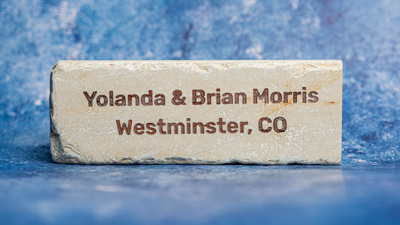 Jerusalem stone engraved with the Morris family name