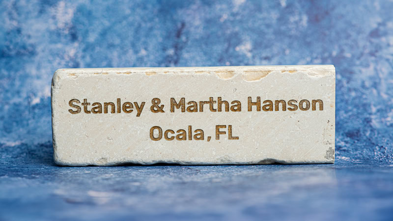 Jerusalem stone engraved with the Hanson family name